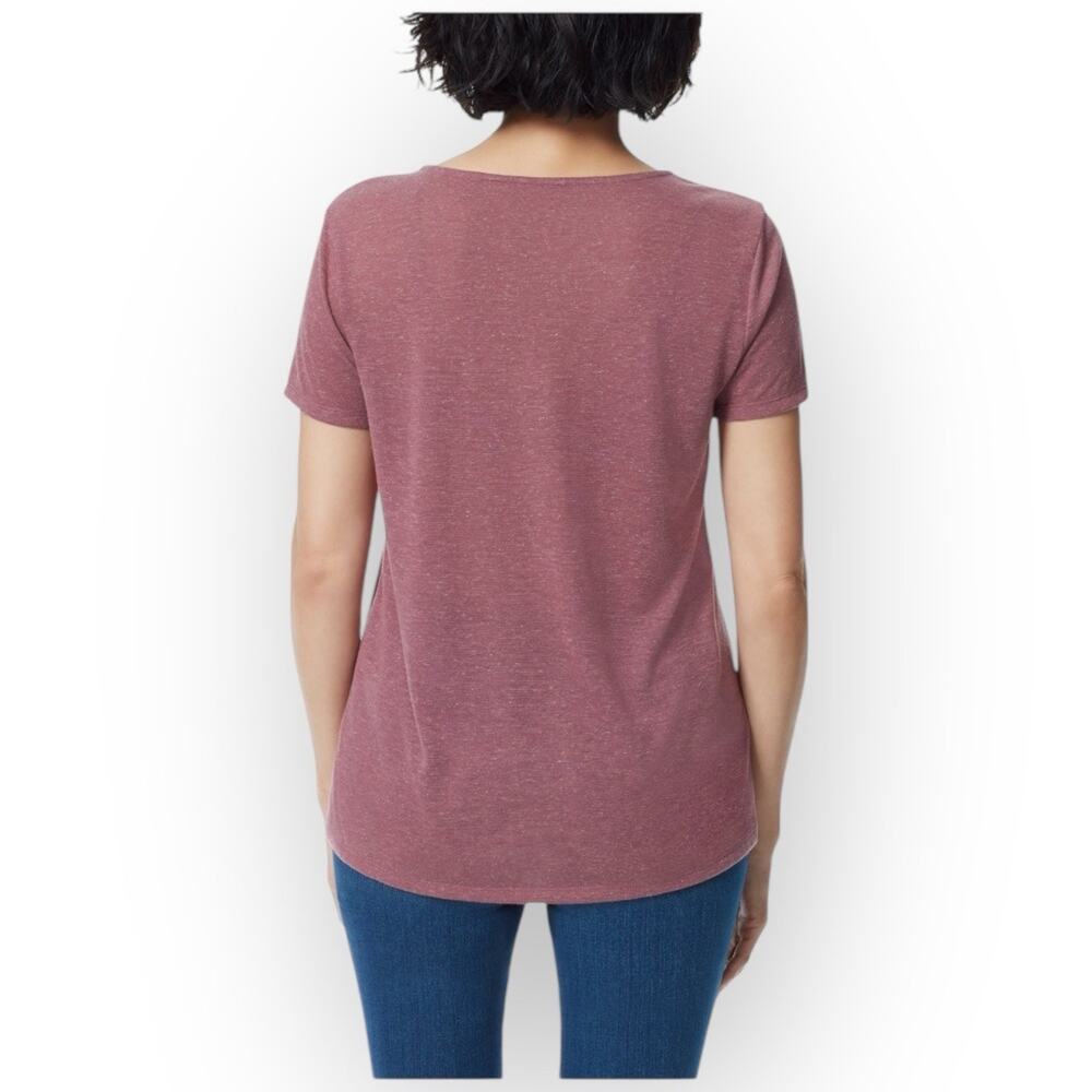 NWT Ella Moss Crushed Berry Lace V-Neck Linen Blend Tee Shirt Plus Size XXL - Picture 3 of 5